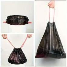 4Rolls 60pcs Extra Large Leak-Proof Trash Bags HeavyDuty & Puncture/Leak Resistant AllPurpose Use (Kitchen/Bathroom/Living Room/Outdoor) HighDensity TearResistant EcoFriendly Plastic EasyCarry Handles For Household Cleaning Stylish Jet-Black Design