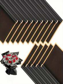 20/40/60张装花束包装纸，金边韩式包装纸，适合DIY手工礼品包装装饰，23 x 23英寸，包装纸，薄纸，花束包装用品（黑色），万圣节，圣诞节，情人节