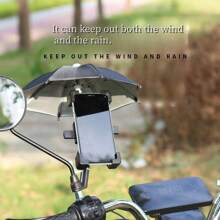 1pc Electric Bike Riding Phone Mini Sun/Rain Umbrella, Dual Use Motorcycle Phone Protective Umbrella - Multicolor - View 5