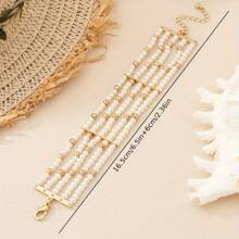 1pc French Vintage Style Multi-Layer Handmade Beaded Bracelet For Women, Suitable For Daily Wear And Party, Wedding, Holiday Gifts
