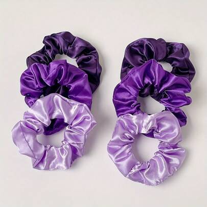 12/6 piezas Scrunchies de seda Scrunchies de satén Paquete de Scrunchies negros y marrones Sujetador de cola de caballo Scrunchies de seda Lazos para el cabello Accesorios para el cabello Accesorios para la cabeza