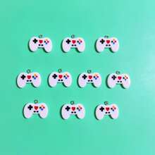 10pcs Classic Gamepad Shaped DIY Jewelry Accessories, Suitable For Making Pendants, Earrings, Necklaces, Bracelets, Keychains, Bag Charms, Resin Craft Supplies