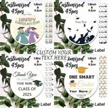 45/90 件可定制毕业贴纸，防水防晒纸质办公桌铭牌标签，用于学校毕业庆祝，个性化感谢贴纸，可作为礼物和派对礼物
