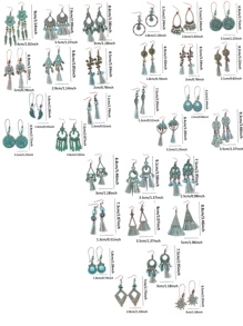 TopHanqi 12 对复古铜波西米亚风格耳环套装，多元素时尚珠宝几何夸张混合蓝色流苏吊坠耳环适合日常、派对、篝火之夜，适合所有季节 - 銅色 - 查看 11