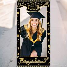 1pc Graduation Themed Hollow Photo Frame, 7 Styles 70.8*35.4 Inch Graduation Party Graduation Ceremony Photo Booth Backdrop, Decoration For Graduation Party Photo Atmosphere - Multicolor - View 13