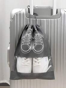 10 szt. Pyłoszczelne torby do przechowywania butów, torby do przechowywania butów ze ściągaczem, odpowiednie do podróży, na korytarz, do sypialni, do akademika, uniwersalne torby do przechowywania dla dzieci i dorosłych, niezbędne rzeczy do szkoły, (szary/czarny)