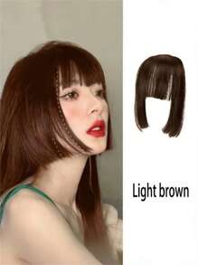 1 pieza Flequillo postizo, flequillo con corte de princesa, accesorio de belleza de cabello sintético en una sola pieza para sienes, estilo bohemio elegante para mujeres