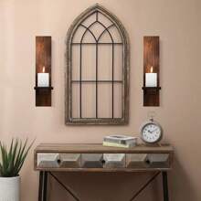 Set Of 2 Wooden Wall Candle Sconces Rustic Wall Mount Wood Pillar Candle Sconces For Living Room Vintage Wall Candle Holders