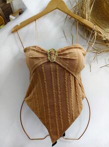 Body Feminino Tomara Que Caia Com Detalhe Na Argola Em Dourado