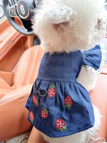1 pieza Ropa para mascotas Vestido de fresa para perros y gatos pequeños, Atuendo lindo para cachorros y gatitos