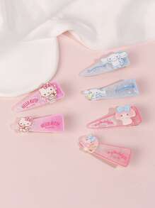 Sanrio Pinza de pelo con diseño de Hello Kitty, Cinnamoroll y Melody de Sanrio, set de 2 piezas de hermosos pasadores de dibujos animados, adecuados para uso diario de la mujer
