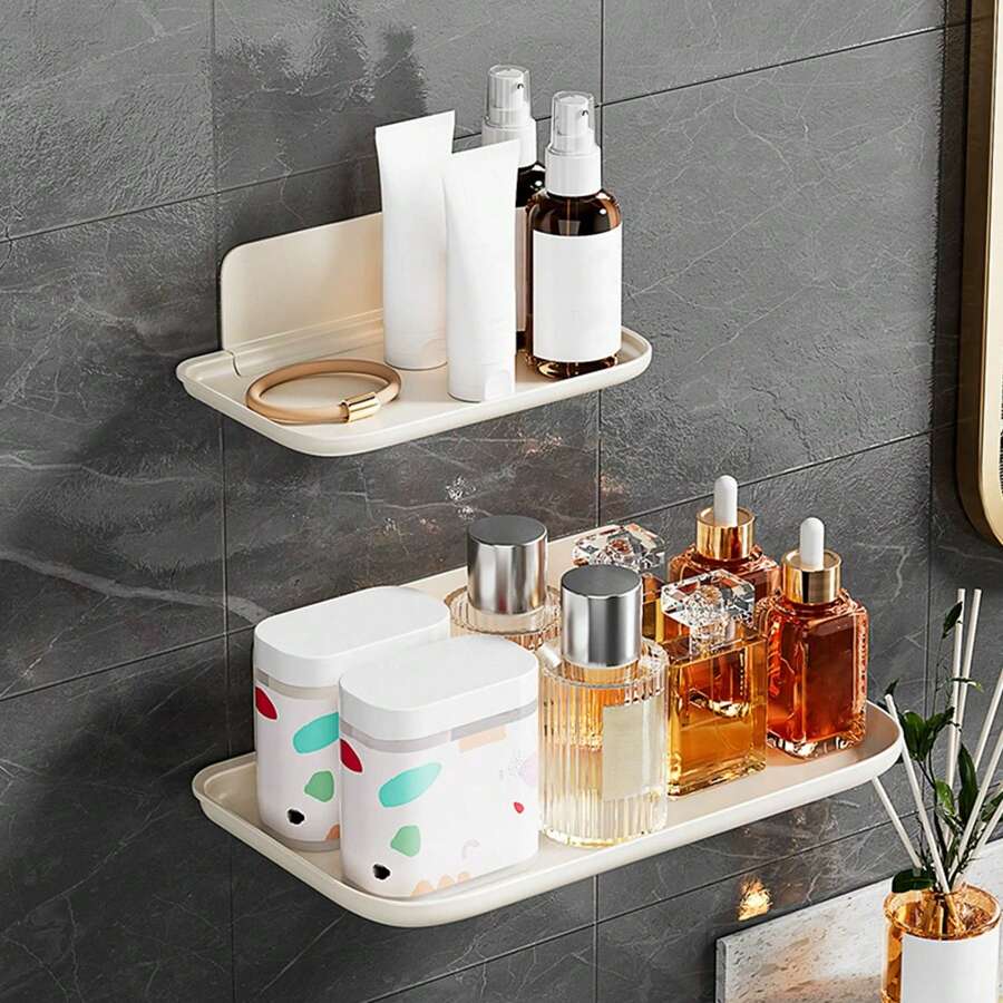 免钻壁挂式折叠架 - 塑料免钻折叠式储物架，适用于浴室、厨房、卧室、办公室配件 - 家庭组织储物架 - 折疊架 - 查看 1