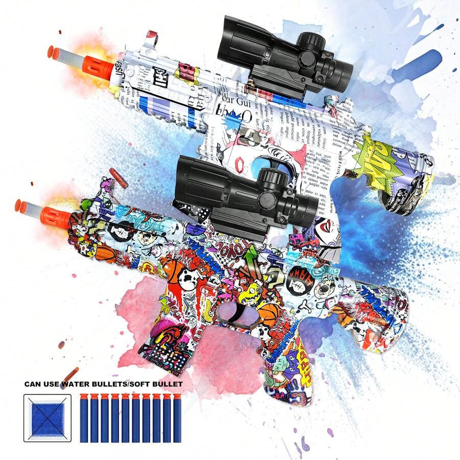 (Random Accessory Colors) 2PCS Manual Toy Gun, Gel Ball Blaster, Summer Outdoor Toys For Activities Team Game, Gift, CAN USE WATER BULLETS(Without Bullet) Or SOFT BULLET - Hồng + trắng - Xem 1