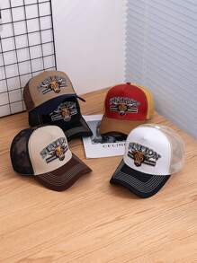 JZML 1pc Men's Letter & Bull Embroidered Trucker Hat