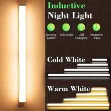 1pc Under Cabinet Light,USB Rechargeable Wireless Motion Sensor LED Cabinet Lights, Magnetic Wireless Night Light 10/20/30/50cm For Kitchen, Bedroom, Cabinet, Wardrobe, Stairs, Corridor Safety Lighting ,LED Motion Sensor Cabinet Light