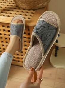 Women's Fabric Linen Slippers, Suitable For Indoor Use Year-Round, Spring/Summer/Autumn/Winter