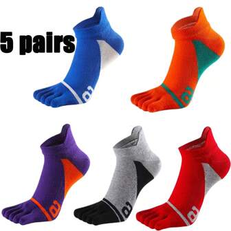 5/3/1 Pair Solid Color Men's Five Toe Socks, Soft Breathable Comfortable, Suitable For Sports, Casual, Outdoor Wear, Fall