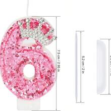 1 Stück Kerzen in Krone-Thema mit pinkem Glitzer in den Zahlen 0-9 für Geburtstagskuchen Dekoration, stimmungsvolle Geburtstags-Backdekoration zum Einstecken, geeignet für Mädchen, Göttinnen, Prinzessinnen, Frauenpartys, Geburtstage, Hochzeitsjubiläen