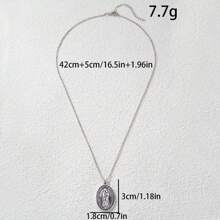 1 pieza Collar con colgante de la Virgen María en tono plateado antiguo, adecuado para uso diario de mujeres