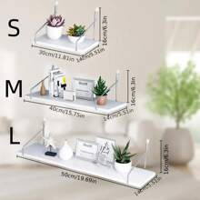 1 pezzo Mensola a parete senza fori, mensola da parete per camera da letto, mensola a parete per TV in soggiorno - Bianco - Visualizzare 6