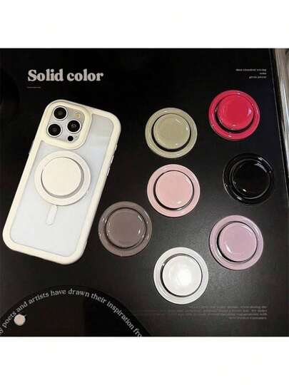 1PC Transparent Magnetic Bag Stand Removable Retractable High Permeability Magnetic Mobile Phone Magnetic Stand Compatible With IPhone, Android Phone, Gift For Birthday, Family, Friends Push-Pull Phone Grip, Phone Holder, Phone Accessories