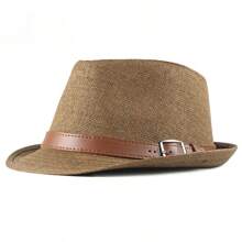 Sombrero de paja de verano para hombre, sombrero de moda coreana, visera para el sol para mujer, sombrero de Jazz Retro británico para caballero J1RL - Blanco - Ver 2