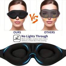 3D Contoured Sleep Mask For Men & Women - Memory Foam Light Blocking Eye Mask & Blindfold - Soft Comfortable Natural Sleeping Eye Shade For Travel, Yoga, Nap, Camping, Bedroom, Office, Spa, Black