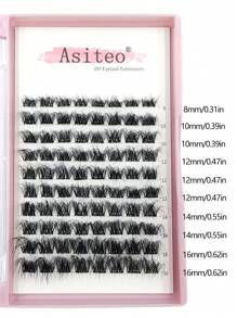Asiteo 80片自然蓬松浓密分段式假睫毛，适合初学者在家DIY眼妆，睫毛簇，假睫毛，单根假睫毛 - 黑色 - 查看 3