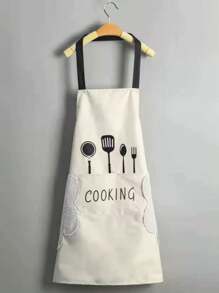 1 pièce Tablier vert, tablier de cuisine imperméable et résistant à l'huile, tablier de cuisine à essuyer-main avec poche pour téléphone