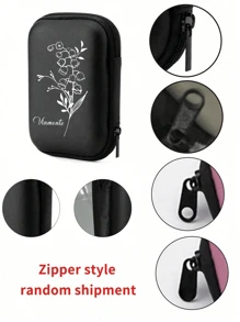 Customized Name Black Storage Bag, Digital Storage Bag With White Flowers And Customized Art Words, Hard Shell Power/Mouse Storage Bag, Portable Protective Case For Travel Digital Camera, Bluetooth Earphone Storage Bag, Multifunctional Mobile Data Cable Charger Storage Box, Usb Flash Drive, Usb Shielded Earphone Protection Bag Valentines Purses And Bags Girl