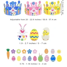 Easter Day DIY Bunny & Egg Foam Crown Stickers - Self-Adhesive, Colorful Party Hats For Youngsters Crafts