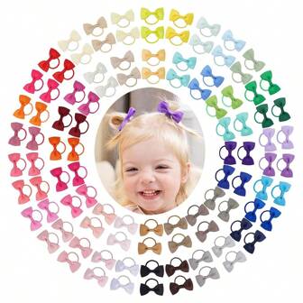 10/20/40 Pcs Little Girls Bow Mini Elastic Hair Ties, Multi-Color Four Seasons Hair Ties Do Not Hurt Hair, Suitable For Children And Toddlers Daily Accessories, Holiday Gifts