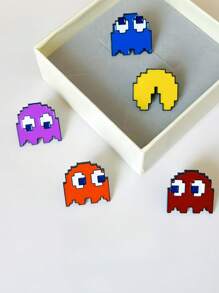 5 Creative Video Game Pixel Pac Man, Cute Alloy Brooch Combination, Clothing Decoration Badge, Bag Decoration Badge, Universal For All Seasons - Multicolor - View 12