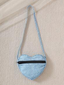 2pcs/Set Summer Young Girls Cartoon Cat Print Sleeveless Round Neck Tank Top & Denim Effect Heart Print Flare Pants - Pink - View 3