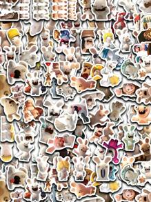 110 piezas de Pegatinas de dibujos animados lindos, pegatinas creativas de conejo loco, pegatinas lindas de bricolaje, apropiadas para scrapbooks, parachoques, cascos, decoración de pegatinas para portátil