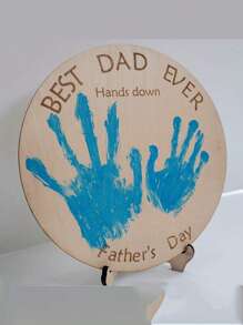 1 件 DIY 父亲节礼物 - 波西米亚风格木制手印艺术，木制标志 DIY 手印艺术装饰 送给爸爸的最佳家居装饰 独特的家居装饰牌匾，非常适合房间装饰 - 彩色 - 查看 2