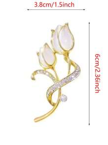 1 件优质防猫眼郁金香胸针女士奢华气质胸花精致一体式西装包配饰别针 - 完美的礼物礼服配饰别针用于衣服包饰学校办公室配饰衬衫夹克珠宝圣诞节万圣节衣服别针有趣可爱的教师礼物 - 彩色 - 查看 3