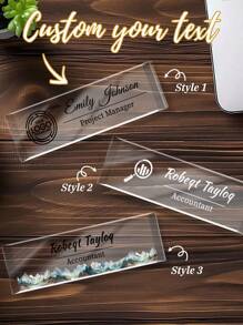 1pc Customizable Acrylic Desktop Nameplate, 20*6*1.5cm, High Transparency, Suitable For Personalizing Name/Text/Font/Color For Teachers, Bosses, Doctors, Managers As Appreciation Gifts, And As Desk Decor For Employees And Students Back To School