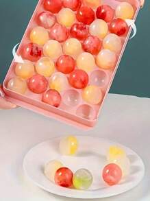 1/2/4pcs 33-Cavity Ice Cube Tray, Round Diamond Shaped Mold, Plastic Refrigerator Storage Box, Kitchen Tool Accessory Mold