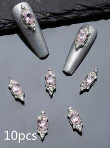 Gold Silver Shiny Rhinestone Nail Charms 10pcs 3D Alloy Nail Supplies DIY Nail Gems Nail Art Decorations Gift For Girls Accessories Adorn Nails Shoes Clothes Bags Crafts