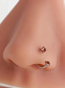 1 pieza Accesorio de acero inoxidable con piedras de circonita cúbica desmontable, de forma exagerada y elegante, de varios colores, para perforación corporal de moda minimalista para mujeres, anillo de nariz en forma de C, 1.0mm, adecuado para regalos de cumpleaños, festivos, fiestas y uso diario