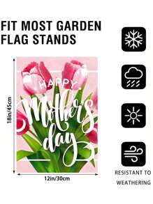 迷人花卉卡车母亲节花园旗帜，双面防水户外装饰，12x18 英寸，耐用涤纶，非常适合母亲节装饰、露台和家居装饰、庭院旗帜 | 节日旗帜设计 | 防水旗帜，户外花园旗帜 - 彩色 - 查看 17