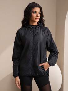 Women's Outdoor Casual Windbreaker, Waterproof Super Lightweight Solid Color Jacket, Thin Long Sleeve Riding Top