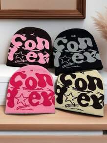 Unisex Graffiti Street Style Printed Knit Beanie Hat - Multicolor - View 1