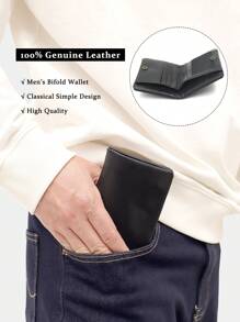100% Genuine Leather Short Bifold Wallet For Men Classical Simple Design Casual High Quality Cowhide Cash Purse With Zipper Pocket And Multiple Credit Card Slots Versatile Portable For Daily Use Commuting Travel Gift Suitable For Teen Summer Casual Outdoor Athletic Or Vacation Travel Or Graduation Gifts Or Birthday Dress Accessories - Multicolor - View 9