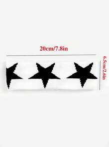 1 件黑白星形图案针织头带，吸汗运动头巾，男女通用街头时尚发饰 - 彩色 - 查看 4