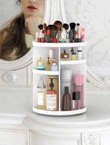 Soporte giratorio de carrusel de maquillaje ajustable para bricolaje, Organizador de maquillaje, caja de almacenamiento giratoria para cosméticos de 360 grados, gran capacidad, se adapta a tóner, cremas, brochas de maquillaje, lápices labiales y más - Multicolor - Ver 2