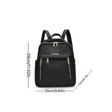 女士双肩包2024新款牛津布背包大容量防水旅行单肩包学生书包 - 黑色 - 查看 3