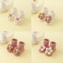 4pcs/Set Newborn 0-1-3 Years Baby Soft Bottom Non-Slip Cute Mid-Calf Socks, Suitable For Spring And Autumn