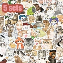 154pcs Cartoon Cat Stickers, Suitable For Stationery, Books, Notebooks, Phone Cases, Luggage, Guitars, Helmets, Birthday Parties, Asymmetrical Shapes - Multicolor - View 15